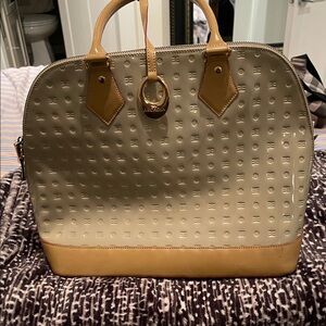 Arcadia Cream and Tan Satchel Handbag